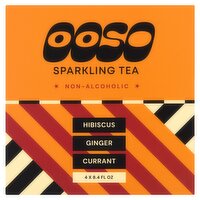 OOSO Hibiscus Ginger Currant Sparkling Tea, 8.4 fl oz, 4 count