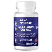 Nature's Perfect Night Natural Mixed Berry Flavor Melatonin Dietary Supplement, 20 mg, 100 count