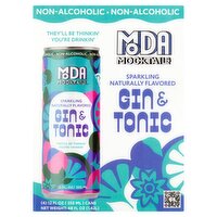 MODA Mocktails Sparkling Naturally Flavored Gin & Tonic, 12 fl oz, 4 count