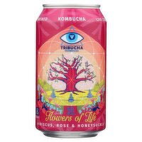 Tribucha Flowers of Life Hibiscus, Rose & Honeysuckle Kombucha, 12 fl oz