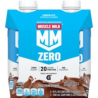 Muscle Milk Zero Sugar Protein Shake Chocolate Artificially Flavored 11 Fl Oz 4 Count