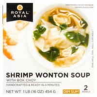 Royal Asia Dim Sum Shrimp Wonton Soup with Bok Choy, 2 count, 16 oz