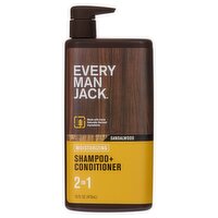 Every Man Jack Sandalwood Moisturizing 2 in 1 Shampoo + Conditioner, 16 fl oz