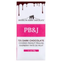 Brooklyn Born Chocolate PB&J 72% Dark Chocolate, 2.1 oz