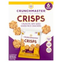 Crunchmaster Crisps Crunchy, Bite-Sized Baked Rice Crackers, 0.75 oz, 6 count