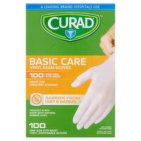 Curad Basic Care Vinyl Exam Gloves, 100 count, 100 Each