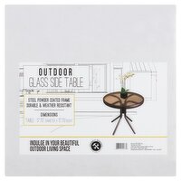 Outdoor Glass Side Table, 18" X 18"