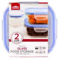 ChefElect 2 Cup Glass Square Food Storage Containers, 3 count