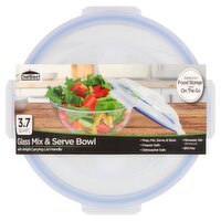 Chef Elect 3.7 Quart Glass Mix & Serve Bowl with Airtight Carrying Lid Handle, 1 Each