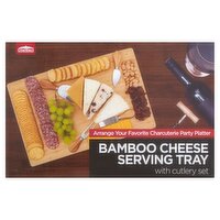 ChefElect Bamboo Cheese Serving Tray with Cutlery Set