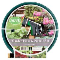 50 ft. Heavy Duty Garden Hose & Nozzle Set