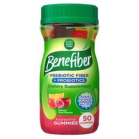 Benefiber Prebiotic Fiber Supplement Gummies for Digestive Health with Probiotics - 50 Count