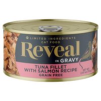 Reveal Tuna Fillet with Salmon Recipe in Gravy Cat Food, 2.47 oz