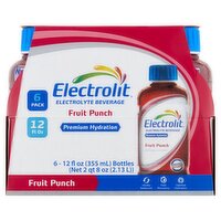 Electrolit Premium Hydration Fruit Punch Electrolyte Beverage, 12 fl oz, 6 count