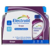 Electrolit Premium Hydration Grape Electrolyte Beverage, 12 fl oz, 6 count