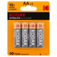 Kodak Xtralife Alkaline 1.5V AA Batteries, 4 count