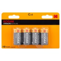 Kodak Xtralife Alkaline C 1.5V Batteries, 4 count
