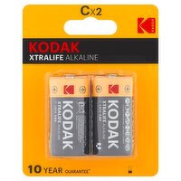 Kodak Xtralife Alkaline 1.5V C Batteries, 2 count