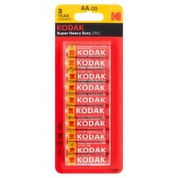 Kodak Super Heavy Duty Zinc 1.5V AA Batteries, 20 count