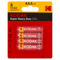 Kodak AAA 1.5V Super Heavy Duty Zinc Batteries, 4 count