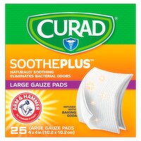 Curad SoothePlus Large Gauze Pads, 25 count