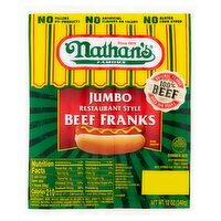 Nathan's Famous Jumbo Restaurant Style Beef Franks Dinner Size, 12 oz