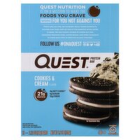 QUEST Cookies & Cream Flavor Protein Bar, 2.12 oz 12 count