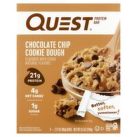 Quest Chocolate Chip Cookie Dough Protein Bar, 2.12 oz, 4 count, 8.5 Ounce