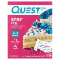 Quest Birthday Cake Protein Bar, 8.5 oz, 4 count, 240 Gram