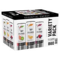 Celsius Live Fit Sparkling Essential Energy Drink Varity Pack, 12 fl oz, 12 count