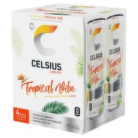 Celsius Live Fit Sparkling Tropical Vibe Energy Drink, 12 fl oz, 4 count, 48 Fluid ounce