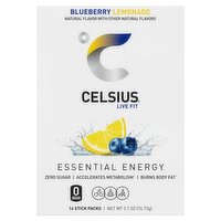 Celsius Live Fit Blueberry Lemonade On the Go Energy Powder, 14 count, 2.7 oz, 2.7 Ounce