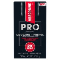 Absorbine Jr. Pro Lidocaine + Phenol Two Max Strength Pain Relievers Cream, 3 oz