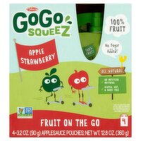 Materne GoGo Squeez Apple Strawberry Fruit on the Go, 3.2 oz, 4 count, 3.2 Ounce