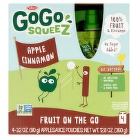 Materne GoGo Squeez Apple Cinnamon Fruit on the Go, 3.2 oz, 4 count