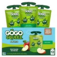 GoGo Squeez Fruitz Apple Apple Fruit Blend On The Go, 3.2 oz, 12 count