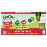 Materne GoGo Squeez Apple Strawberry Fruit on the Go, 3.2 oz, 12 count, 38.4 Ounce