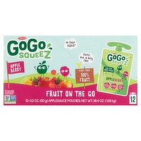 GoGo Squeez  Applesauce Appleberry, Fruit Snack on the Go, 3.2 oz (Pack of 12 pouches)