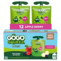 GoGo Squeez  Applesauce Appleberry, Fruit Snack on the Go, 3.2 oz (Pack of 12 pouches)