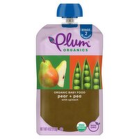 Plum Organics Pear + Pea with Spinach Organic Baby Food, Stage 2, 6+ Months, 4 oz