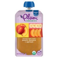 Plum Organics Peach, Banana + Apricot Organic Baby Food, Stage 2, 6+ Months, 4 oz