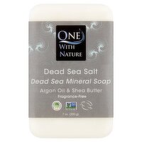 One With Nature Fragrance-Free Dead Sea Salt Mineral Soap, 7 oz