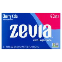 Zevia Cherry Cola Zero Sugar Soda, 12 fl oz, 6 count