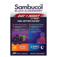 Sambucol Black Elderberry Day + Night Relief Dietary Supplement, 24 count