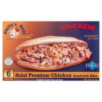 Philly's Best Steak Halal Premium Chicken Sandwich Slice, 6 count, 1 lb 8 oz, 24 Ounce