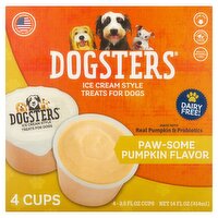 Dogsters Paw-Some Pumpkin Flavor Ice Cream Style Treats for Dogs, 3.5 fl oz, 4 count