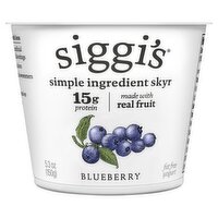 Siggi's Blueberry Fat Free Yogurt, 5.3 oz, 6 Ounce