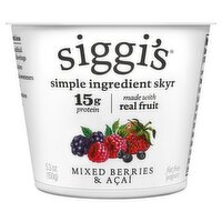 Siggi's Mixed Berries & Açaí Fat Free Yogurt, 5.3 oz