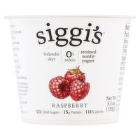 Siggi's Raspberry Strained Nonfat Yogurt, 5.3 oz, 5.3 Ounce