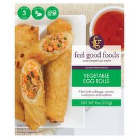 Feel Good Foods Vegetable Egg Rolls Snacks, 3 count, 9 oz